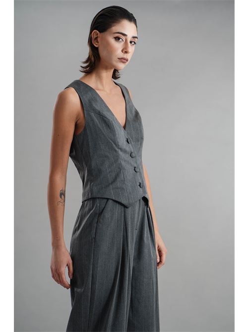 Gilet gessato in lurex Twenty Fourhaitch | NORMA GILETGRIGIO LUREX